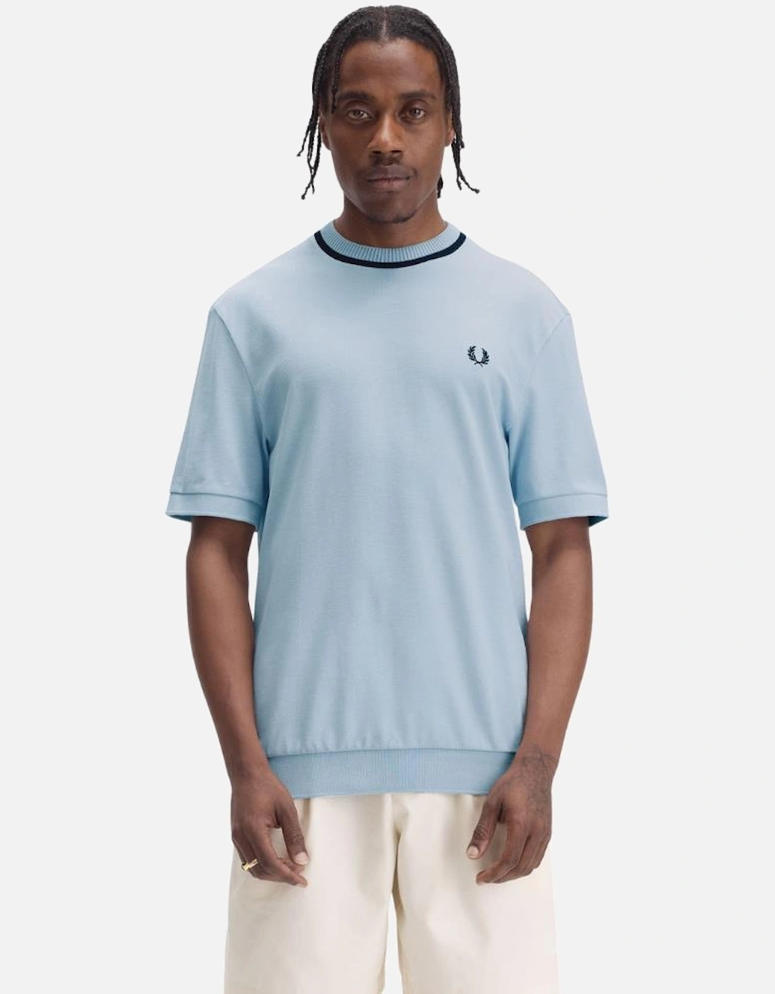 Crew Neck Pique T-Shirt - Light Smoke