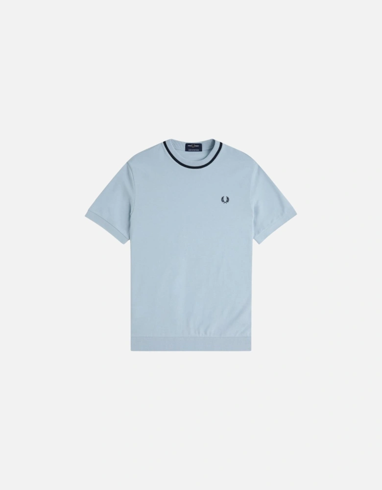 Crew Neck Pique T-Shirt - Light Smoke