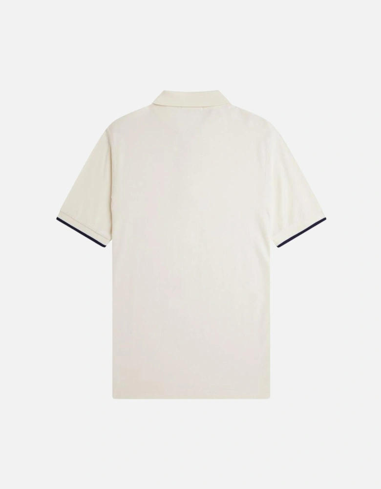 Crepe Pique Zip Neck Shirt - Ecru