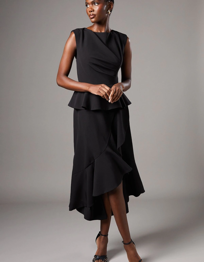 Ruffle Peplum Crepe Dress