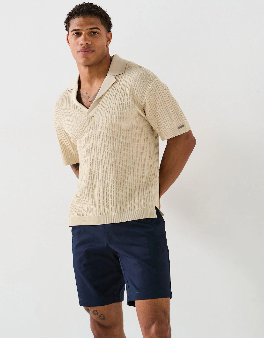 Open Knit Polo Shirt - Cream, 2 of 1