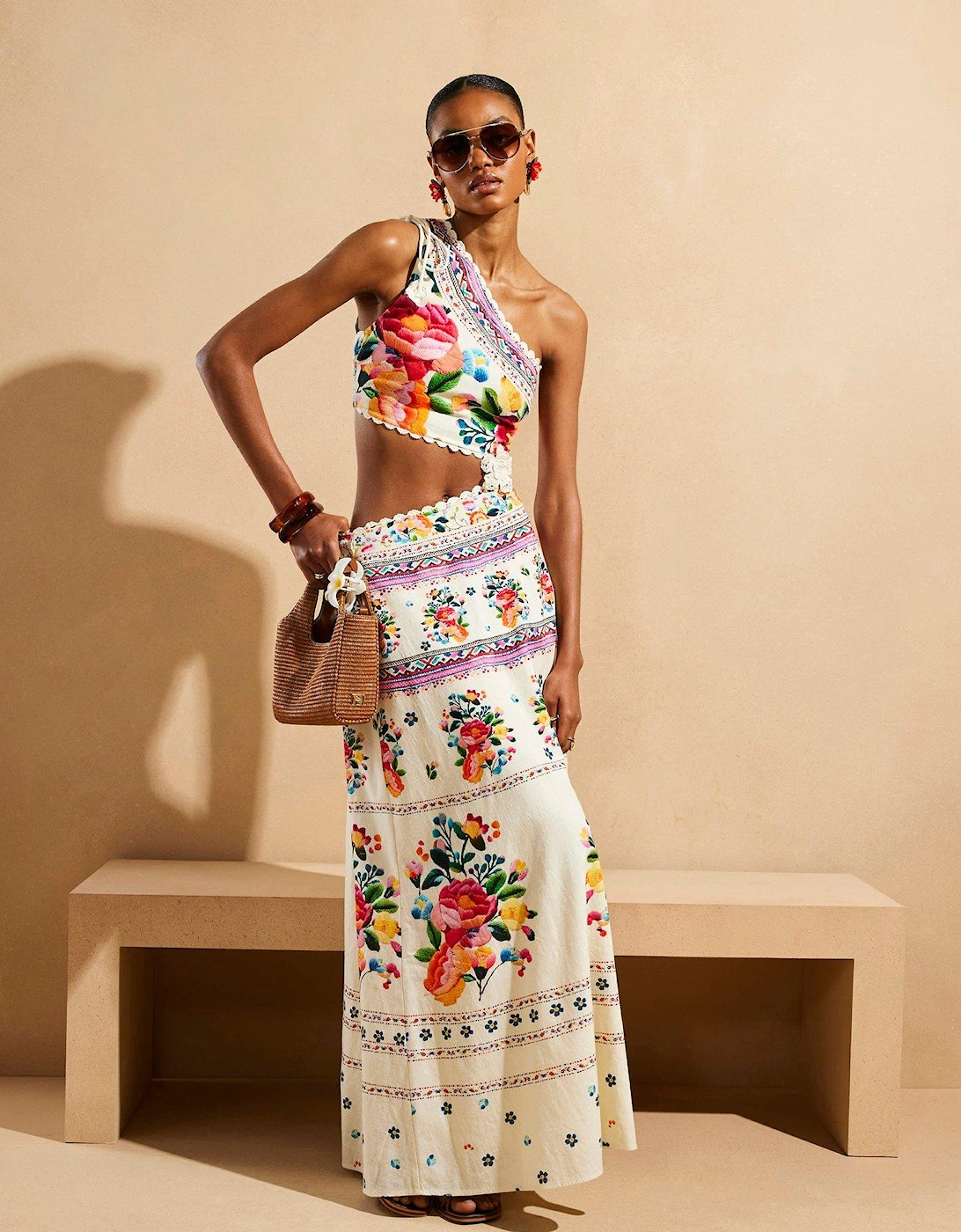 Del Maar Floral One Shoulder Maxi - White, 2 of 1