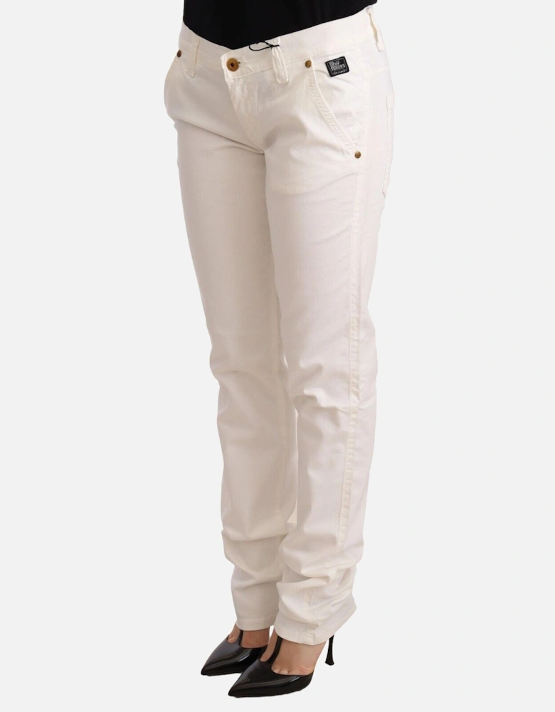 White Low Waist Skinny Jeans with Logo Details Women - Black Jeans