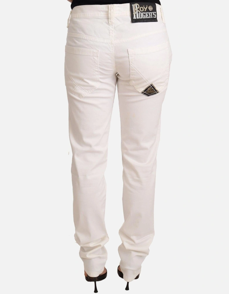White Low Waist Skinny Jeans with Logo Details Women - Black Jeans