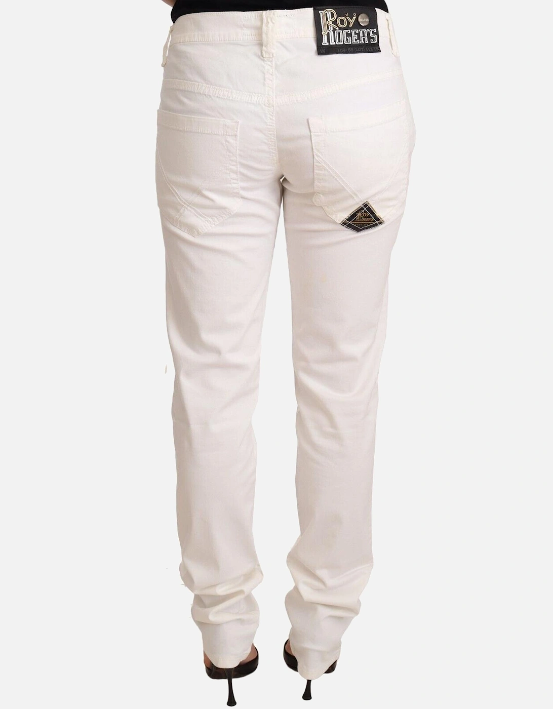 White Low Waist Skinny Jeans with Logo Details Women - Black Jeans