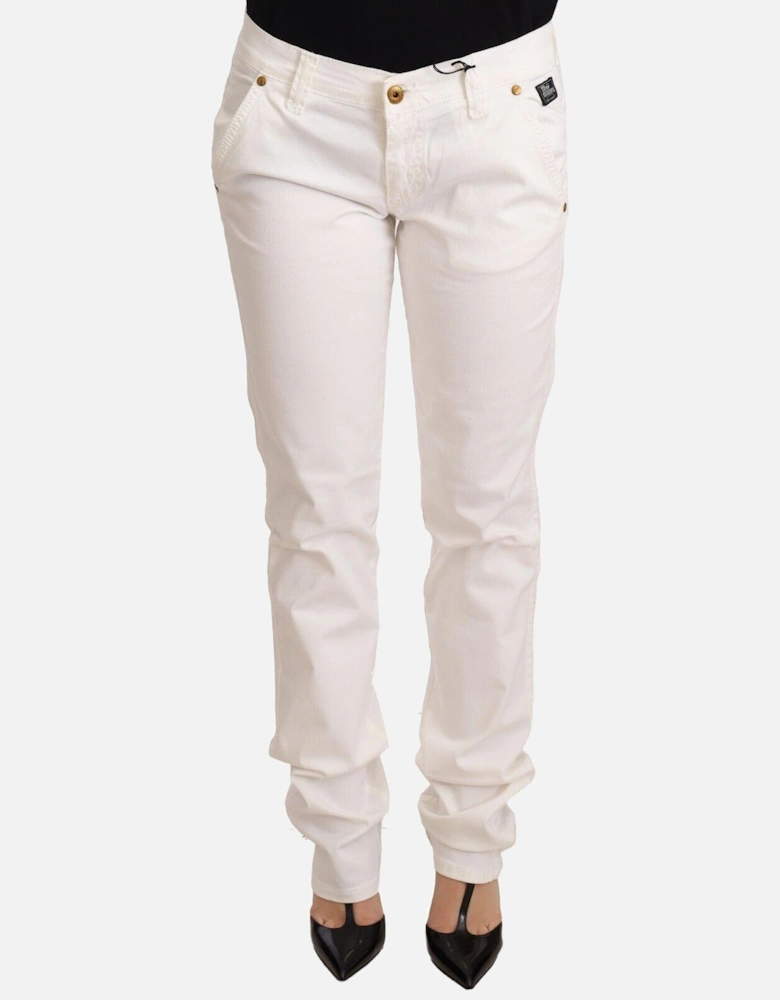 White Low Waist Skinny Jeans with Logo Details Women - Black Jeans