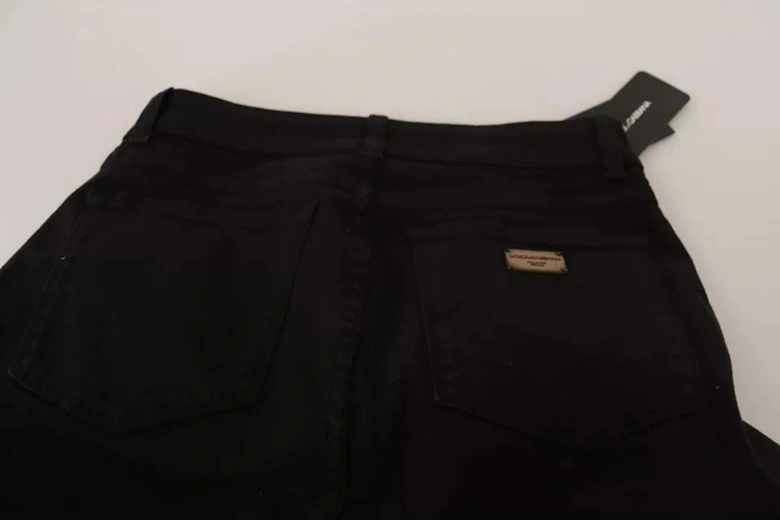 White Low Waist Skinny Jeans with Logo Details Women - Black Jeans