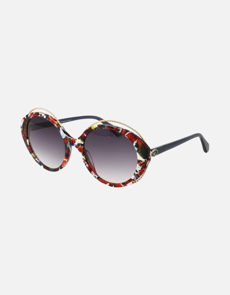 Oval Mirrored Gradient Sunglasses with Multicolor Acetate Frame Women