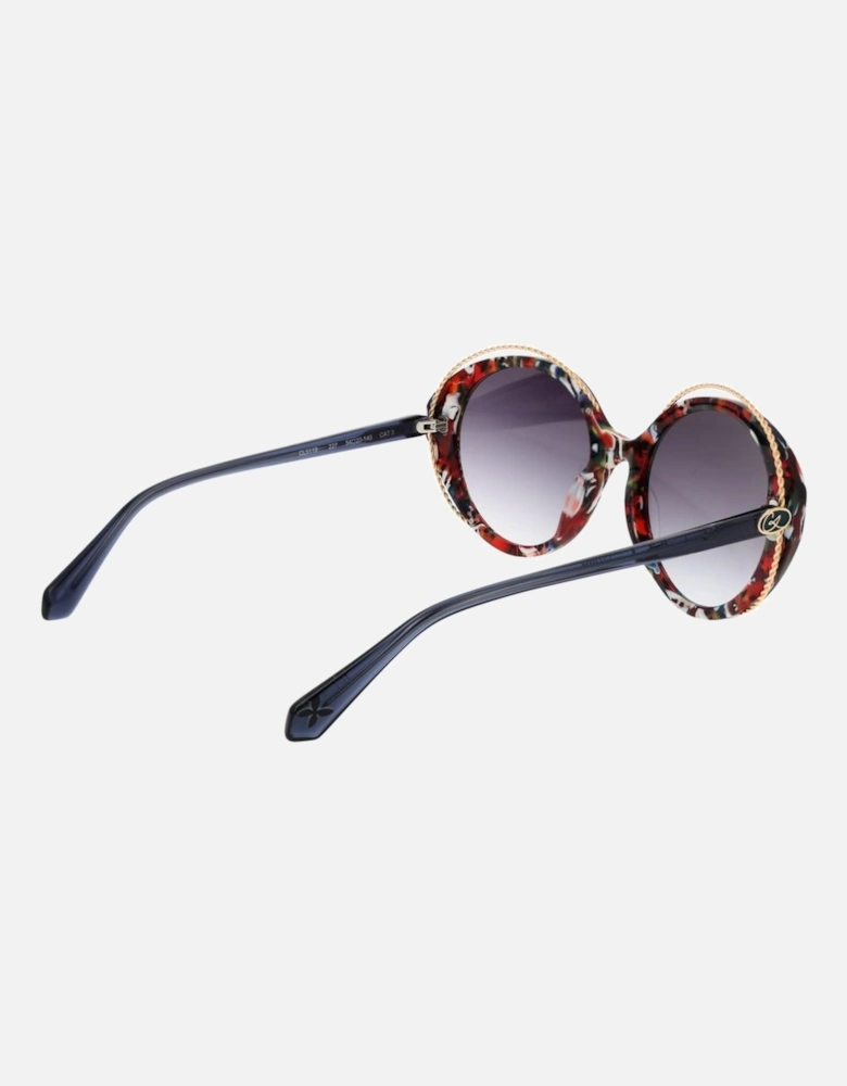 Oval Mirrored Gradient Sunglasses with Multicolor Acetate Frame Women