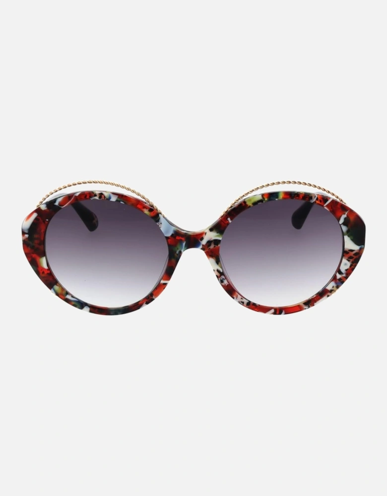 Oval Mirrored Gradient Sunglasses with Multicolor Acetate Frame Women