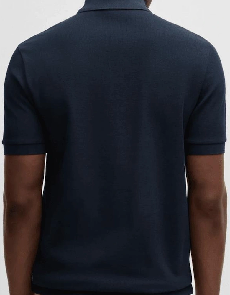 H-Paras Regular Fit Zip Up Navy Polo Shirt