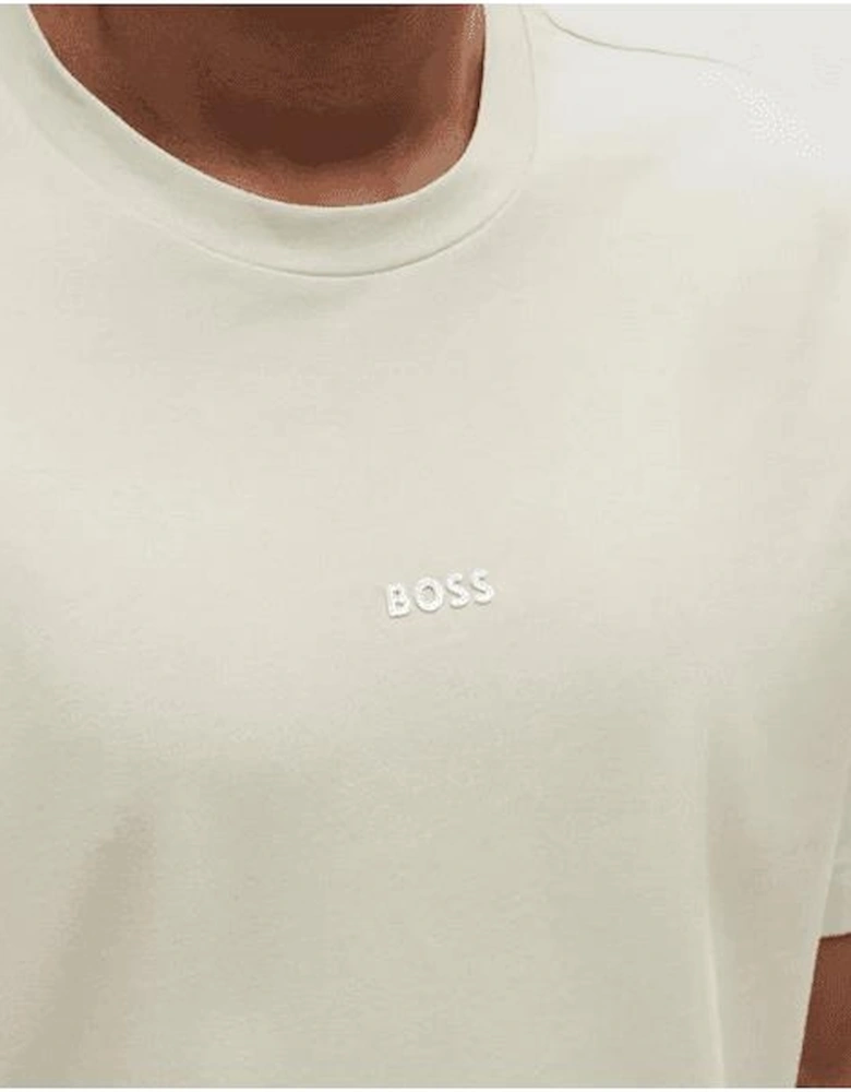 T-Chup Logo Print Relaxed Fit Beige T-Shirt