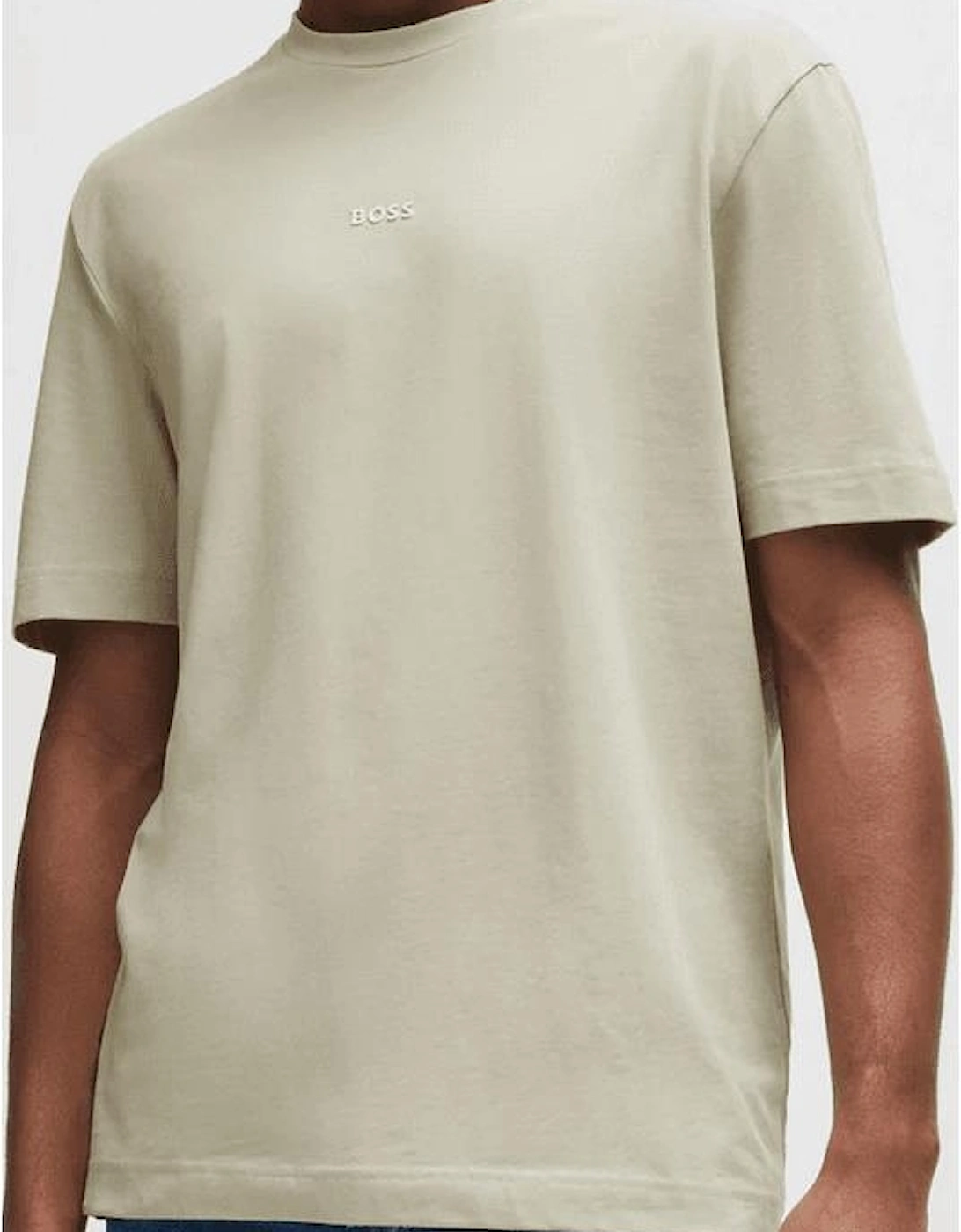 T-Chup Logo Print Relaxed Fit Beige T-Shirt