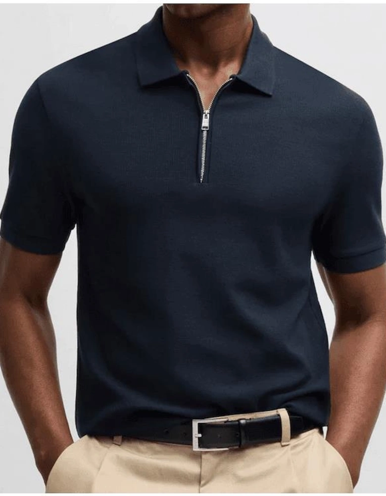 H-Paras Regular Fit Zip Up Navy Polo Shirt