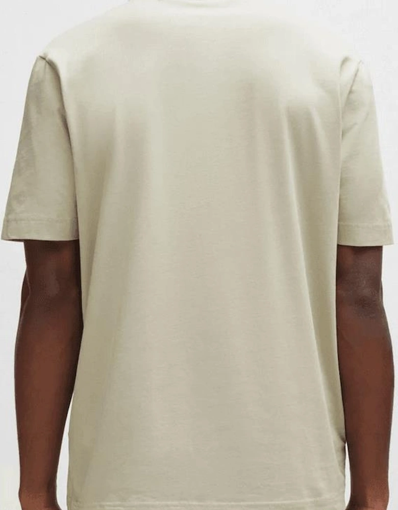 T-Chup Logo Print Relaxed Fit Beige T-Shirt
