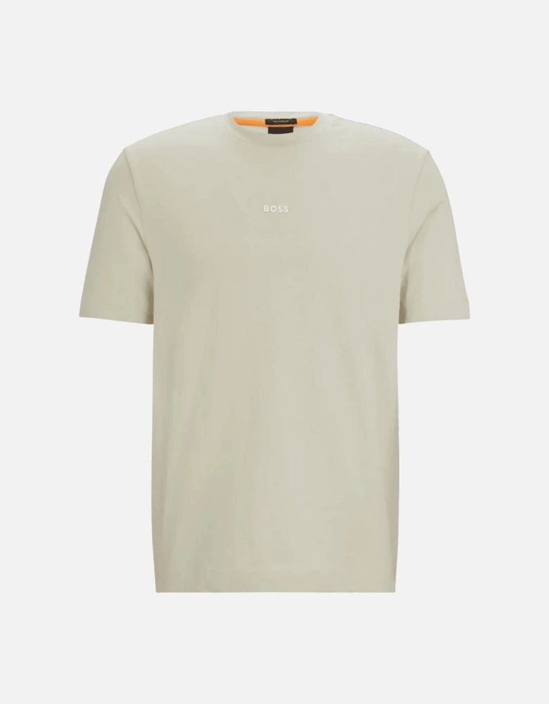T-Chup Logo Print Relaxed Fit Beige T-Shirt