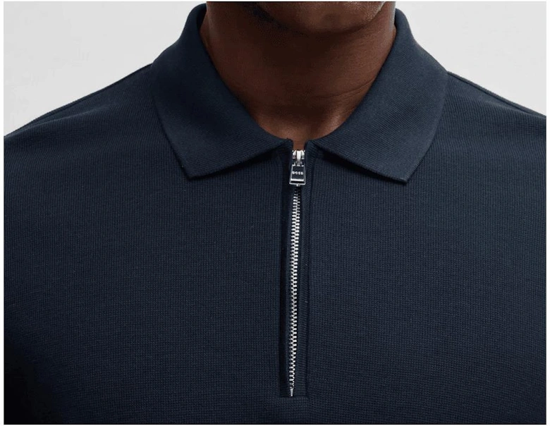 H-Paras Regular Fit Zip Up Navy Polo Shirt