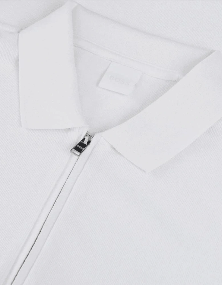 H-Paras Regular Fit Zip Up White Polo Shirt