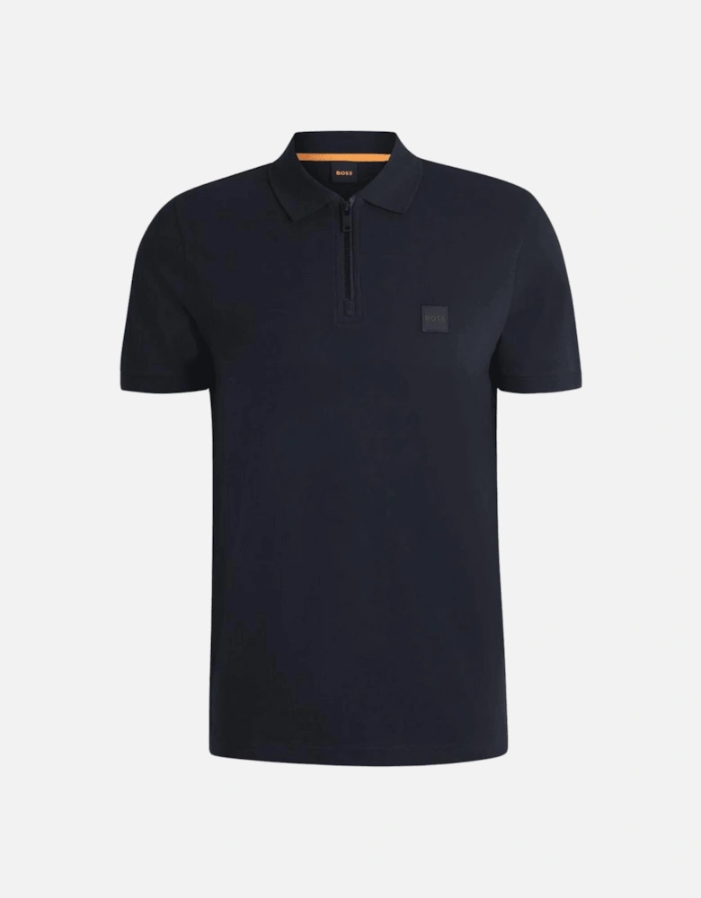 Passerzip Slim Fit Zip Up Navy Polo Shirt