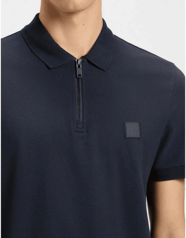 Passerzip Slim Fit Zip Up Navy Polo Shirt