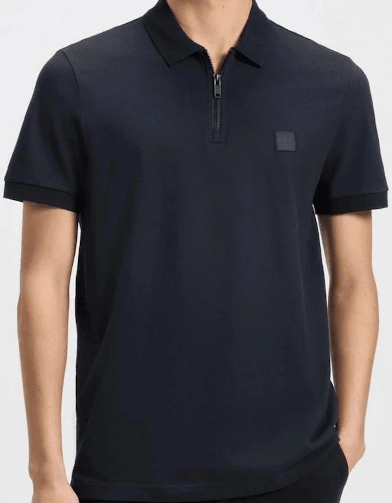 Passerzip Slim Fit Zip Up Navy Polo Shirt