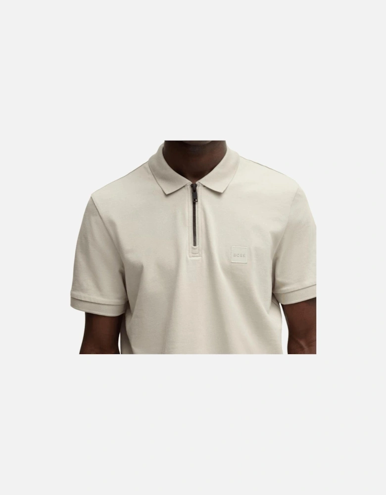 Passerzip Slim Fit Zip Up Beige Polo Shirt