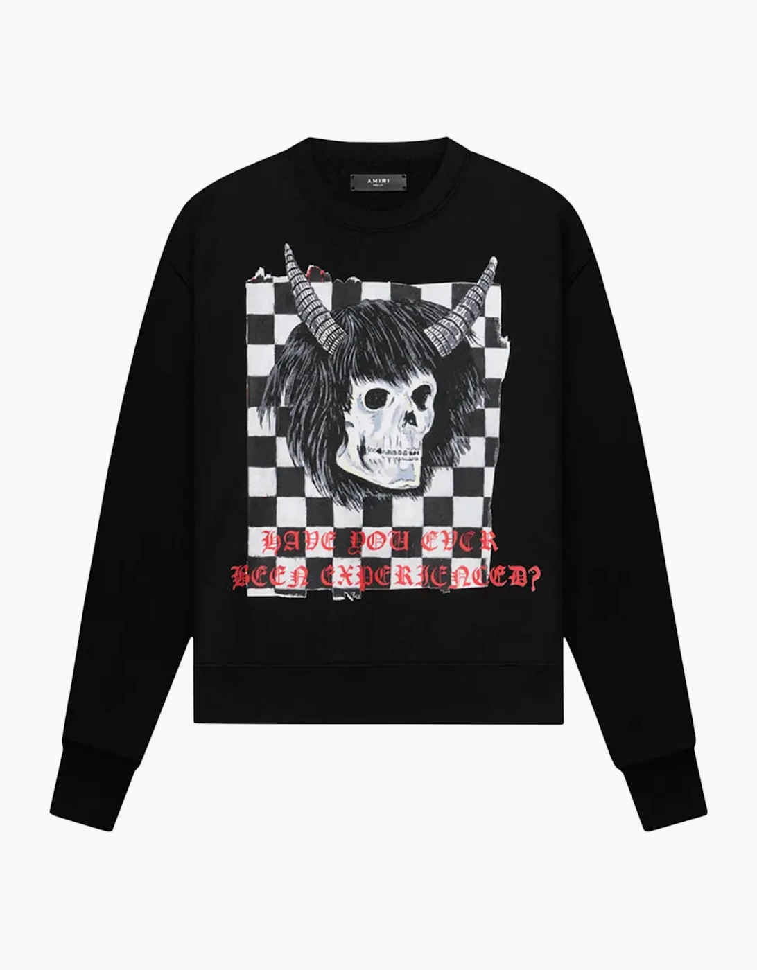 Amiri Men's AMIRI X WES LANG CHECKER SKULL CREW NECK SWEATER BLACK