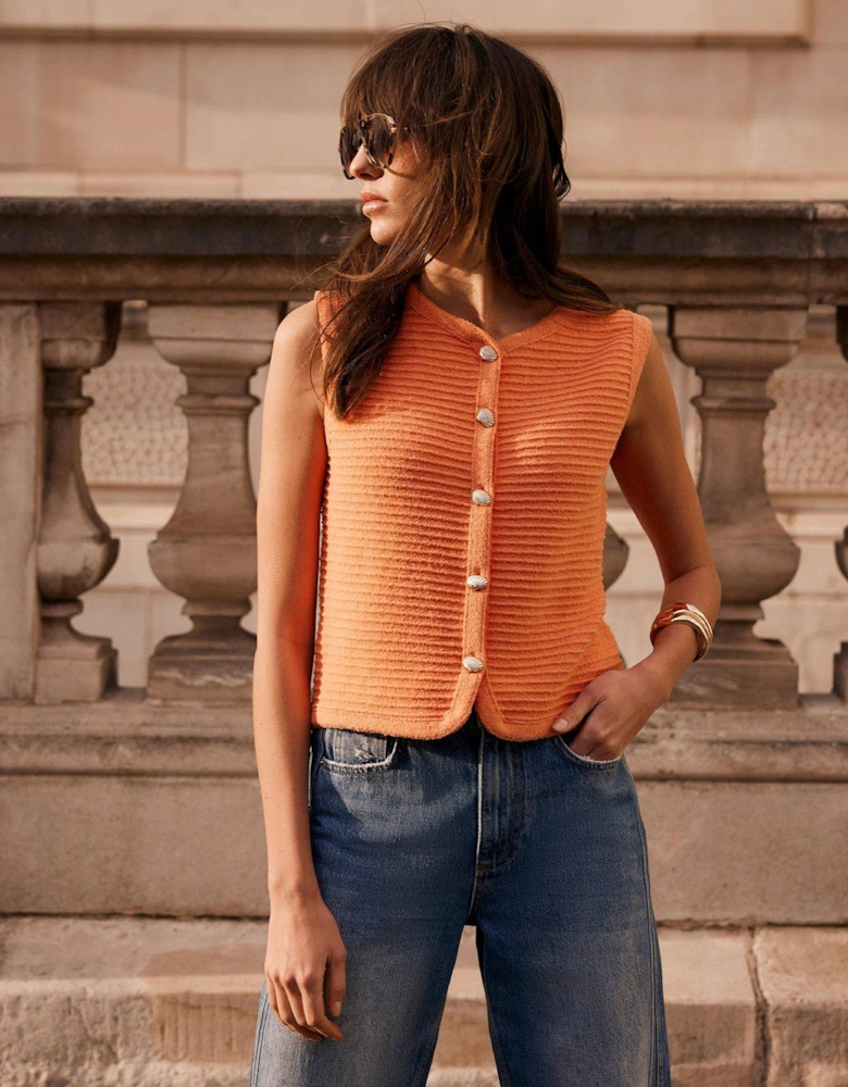 Orange Shell Button Waistcoat