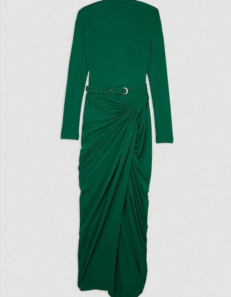 Petite Premium Viscose Jersey Ruched Maxi Dress