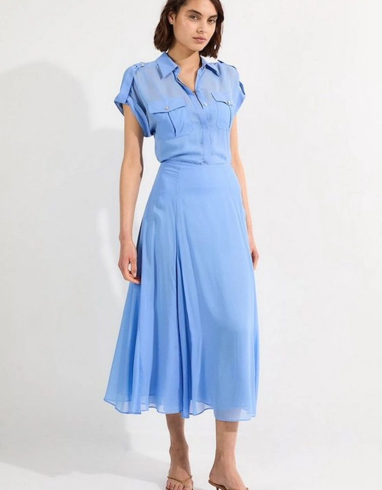 Sheer Viscose Georgette Woven Utility Blouse