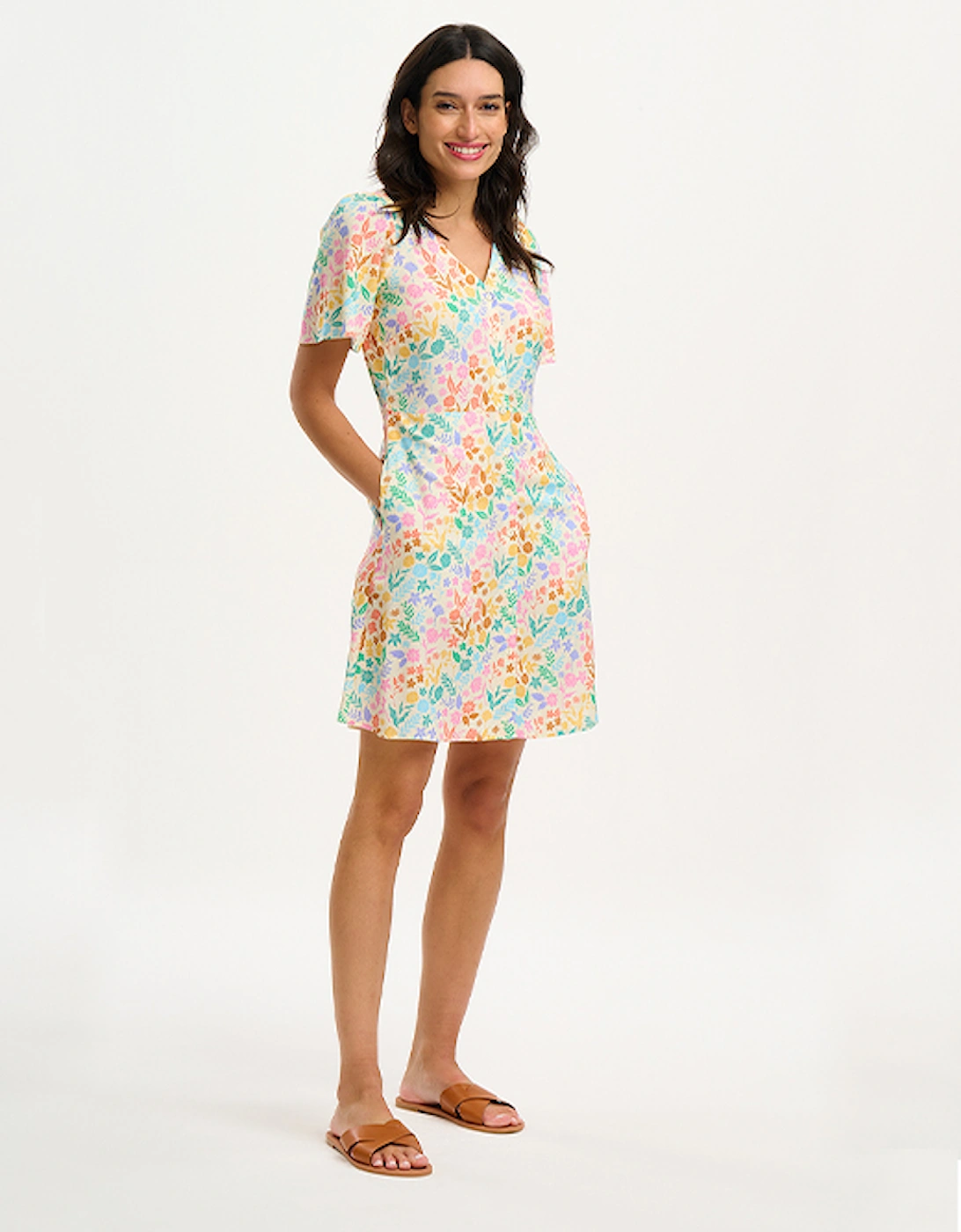 Kari Dress Multi Rainbow Botanical Floral, 5 of 4