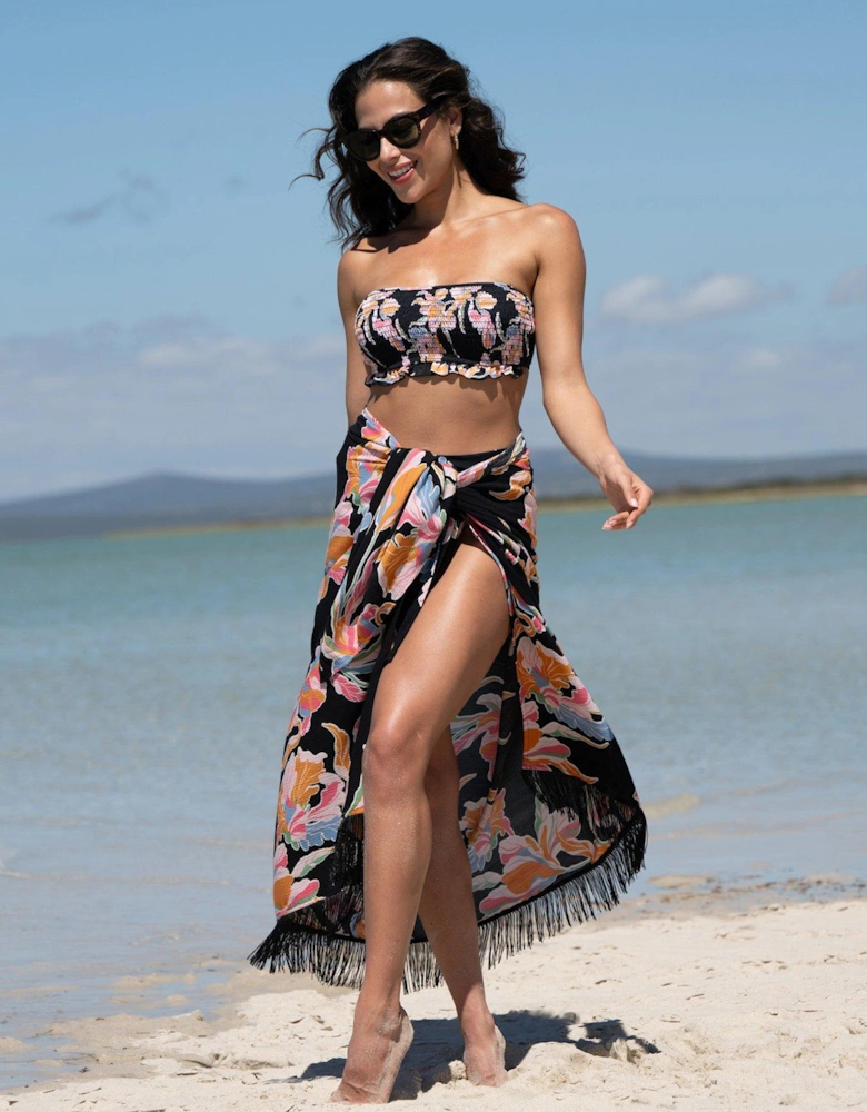 Fringe Trim Crinkle Woven Multiway Sarong
