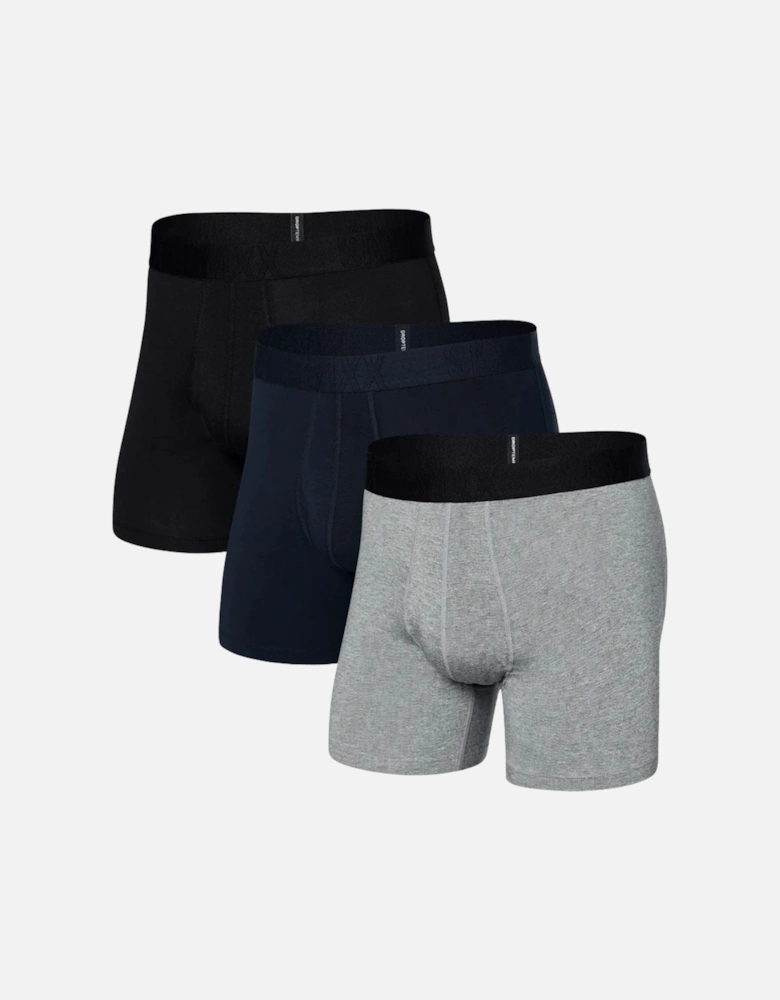 3-Pack DropTemp® Cooling Cotton Boxer Briefs 5", Black/Grey/Navy