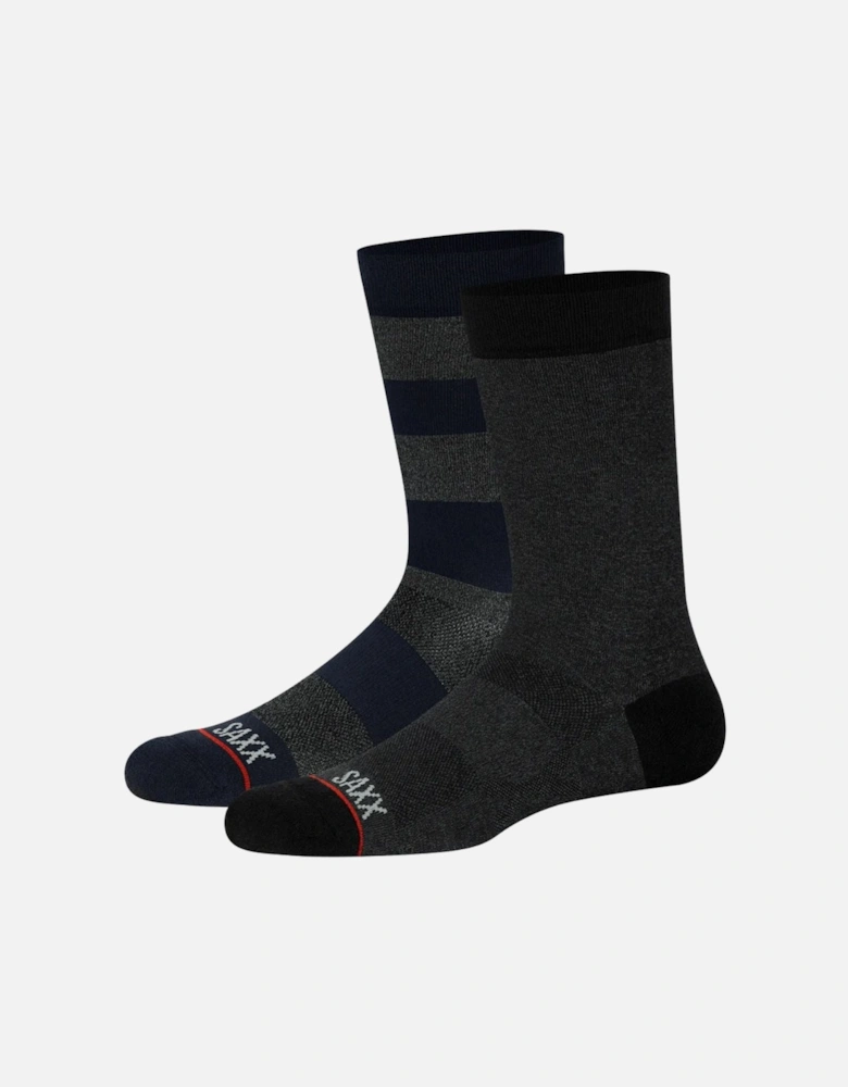 2-Pack Whole Package Crew Socks, Black Heather / Ombre Rugby