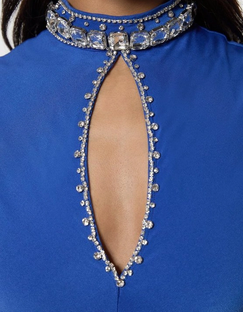 Embellished Jersey Crepe Maxi Dress
