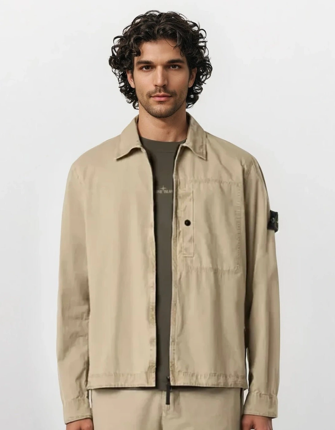 Brushed Organic Cotton Canvas Overshirt in Desert