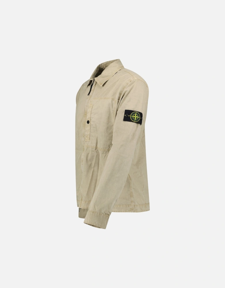 Brushed Organic Cotton Canvas Overshirt in Desert