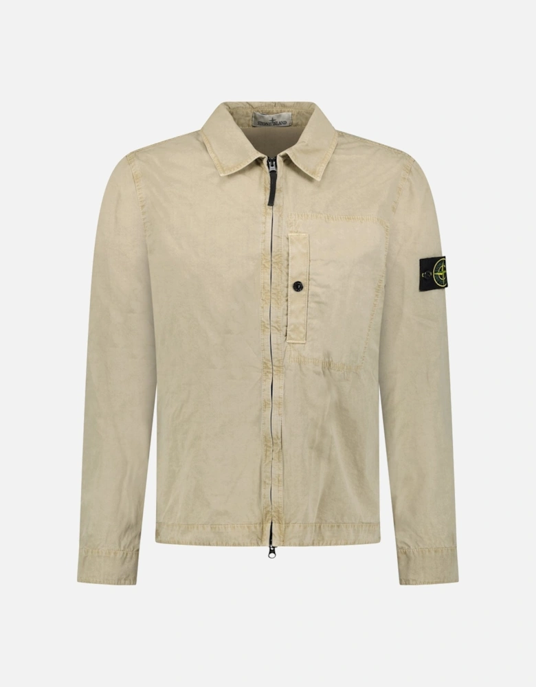 Brushed Organic Cotton Canvas Overshirt in Desert