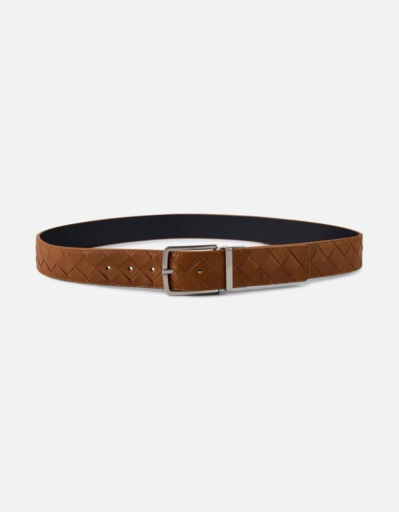 Intrecciato Leather Belt in Brown