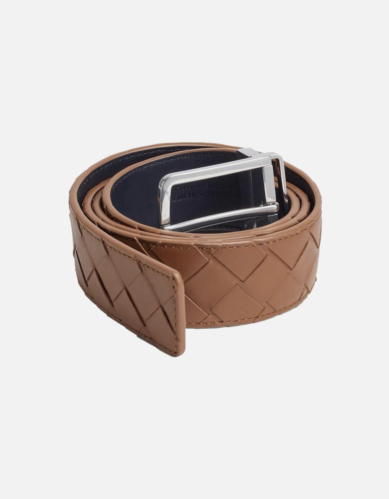 Intrecciato Leather Belt in Brown