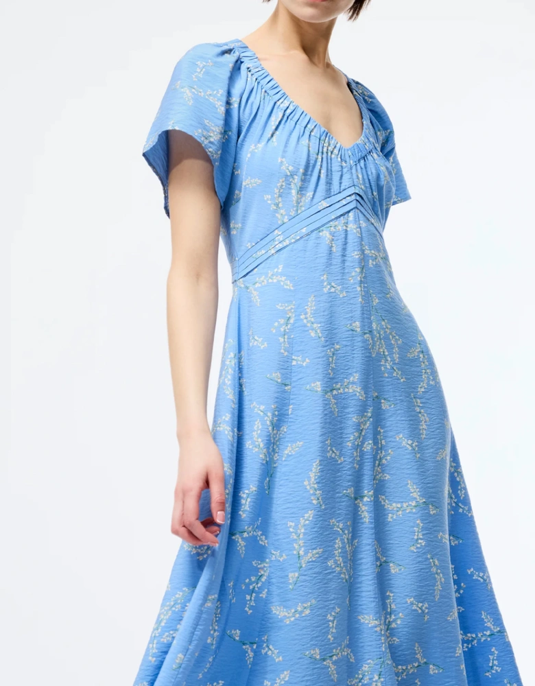 Daniella Faron Drape V-neck Midi Dress Cornflower Multi