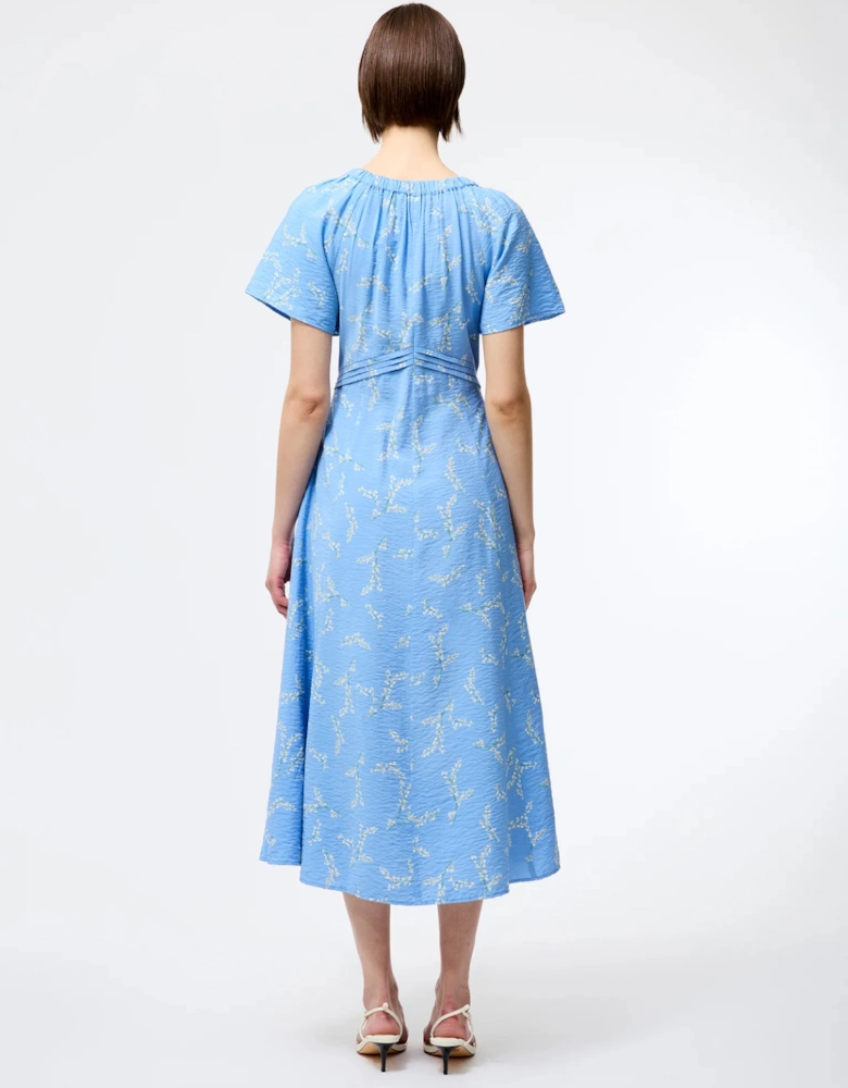 Daniella Faron Drape V-neck Midi Dress Cornflower Multi