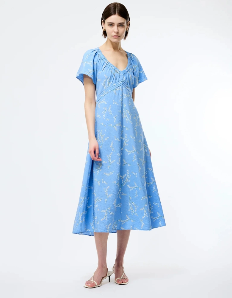 Daniella Faron Drape V-neck Midi Dress Cornflower Multi