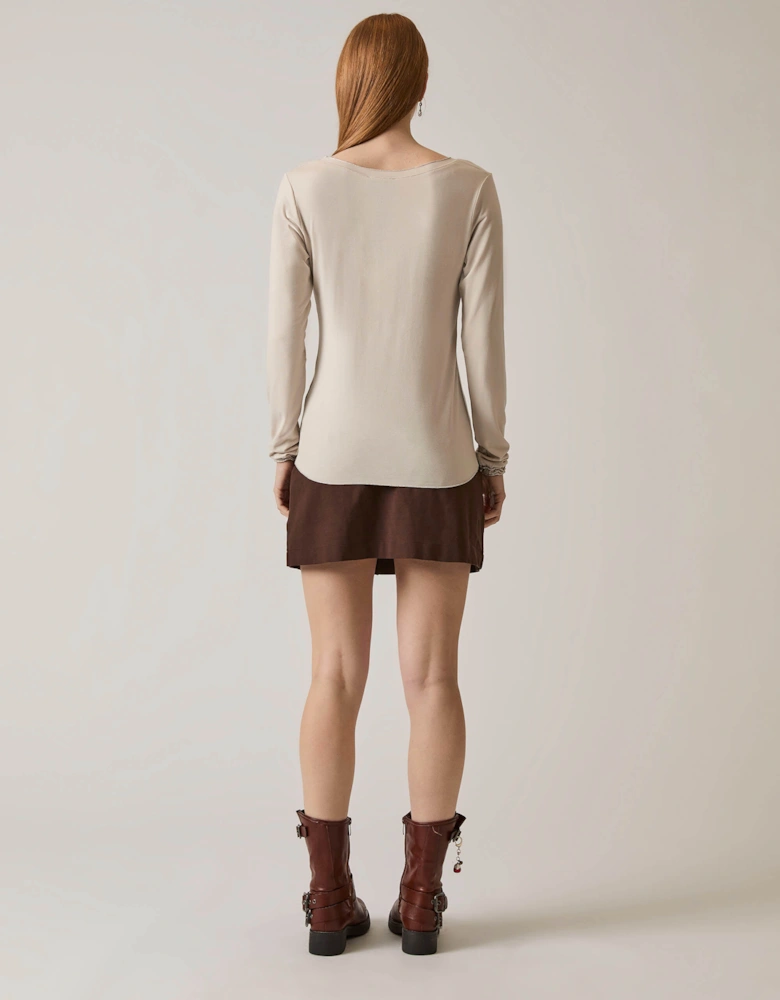 Long Sleeve Beige Top