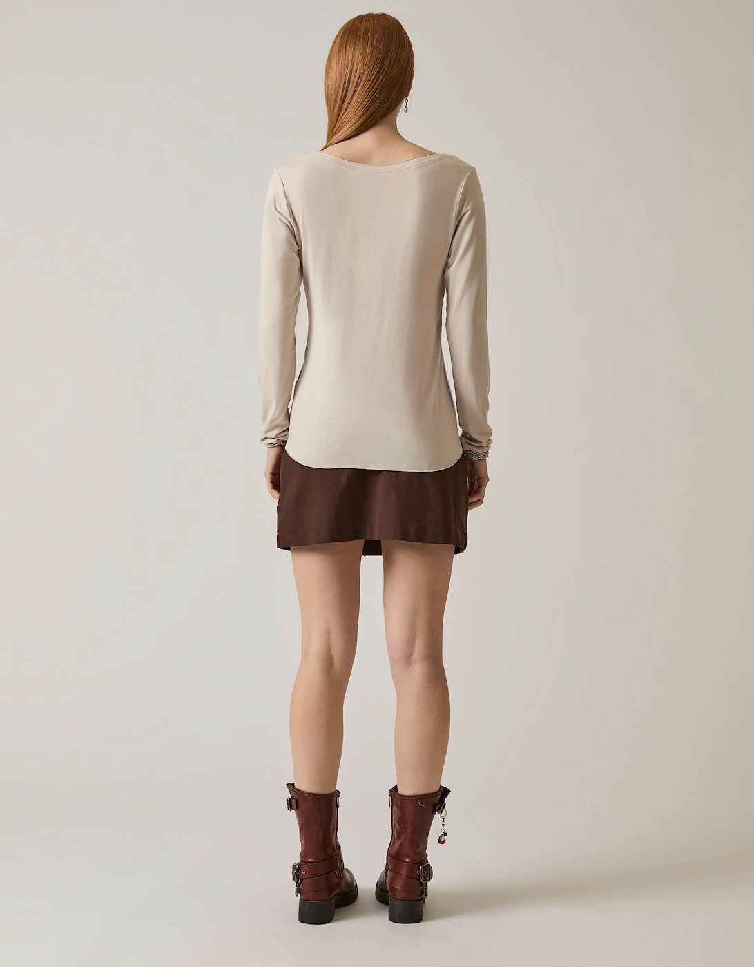 Long Sleeve Beige Top