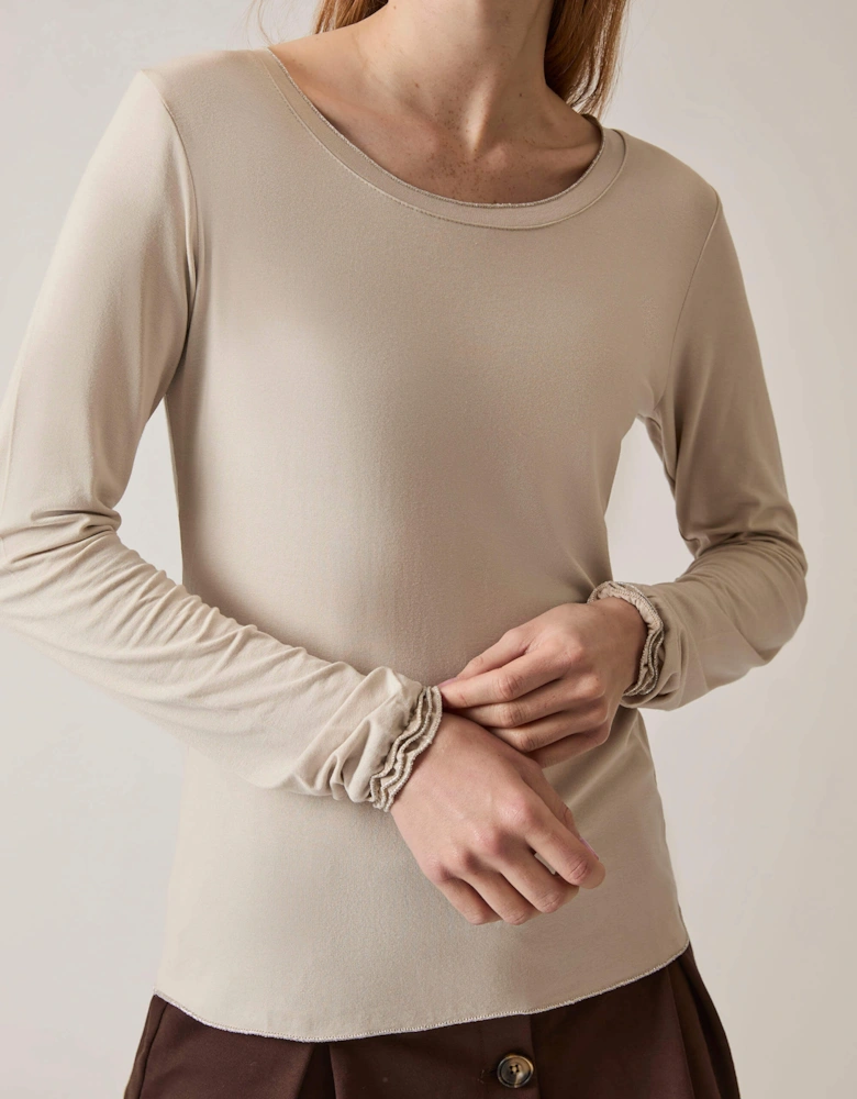 Long Sleeve Beige Top