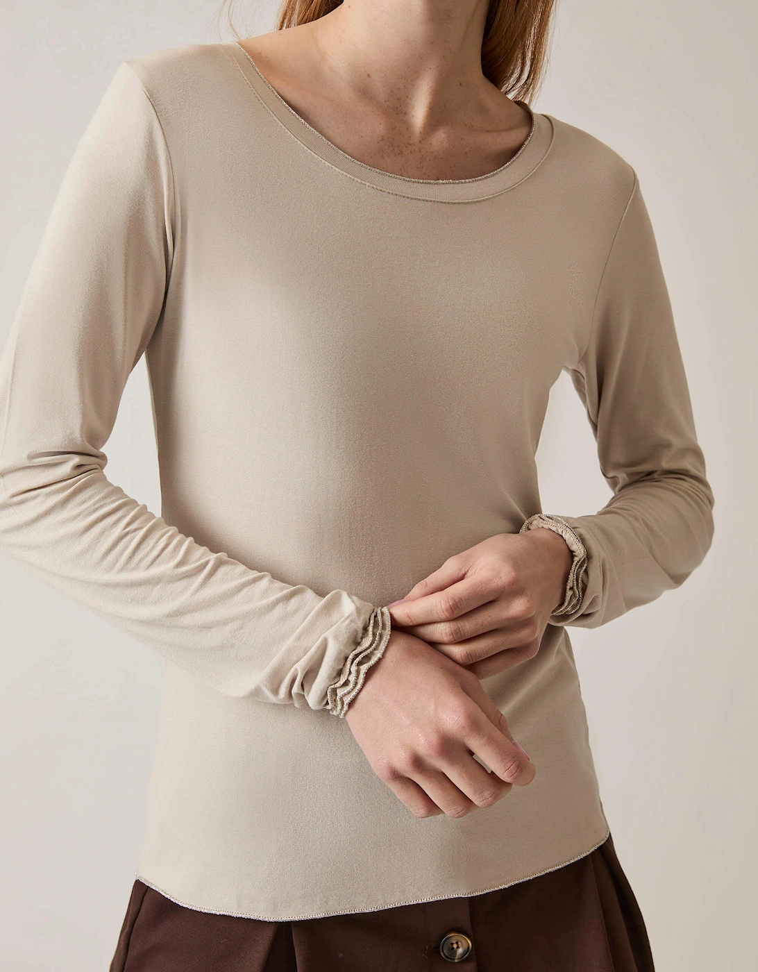 Long Sleeve Beige Top