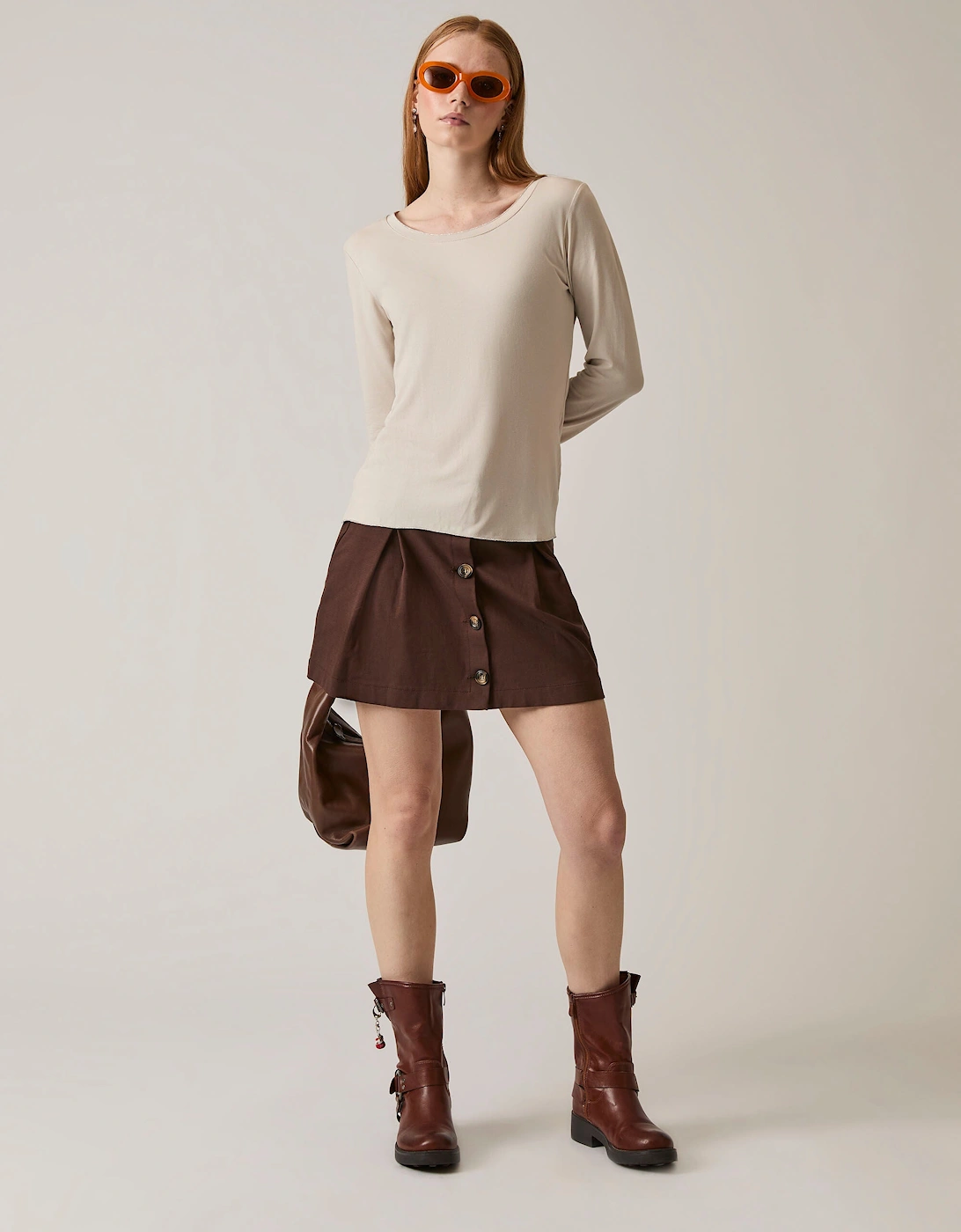 Long Sleeve Beige Top