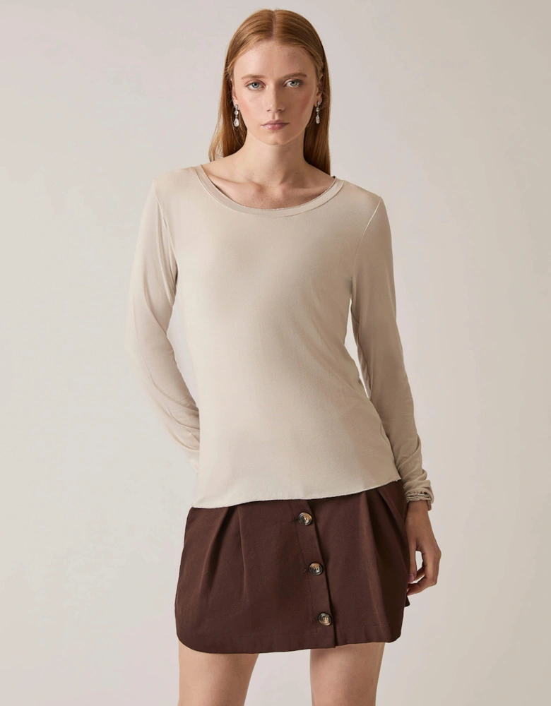 Long Sleeve Beige Top
