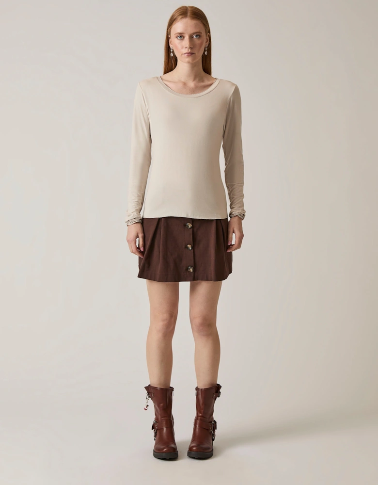Long Sleeve Beige Top
